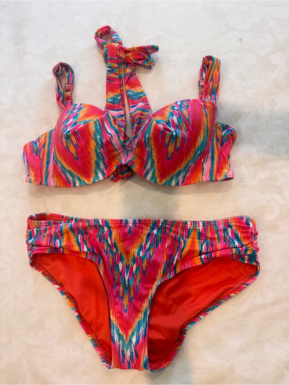 Coco Reef Vibrant Multicolor Ikat Bikini - Pink & Orange